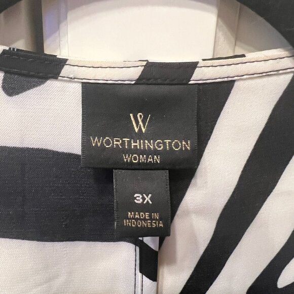 WORTHINGTON Black & White ¾ Sleeve Embroidered Zebra Print Kimono (Size 3X) - Picture 3 of 8
